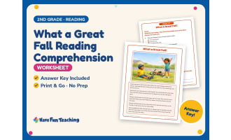 What a Great Fall Reading Comprehension Worksheet – 2nd Grade Family