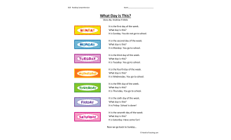What Day is This Reading Comprehension Worksheet
