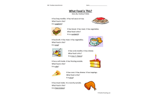 What Food is This Reading Comprehension Worksheet