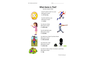 What Game is That Reading Comprehension Worksheet