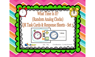 What Time Is it? QR Task Cards & Response Sheets - Random Analog Clocks - Set 3 - EBOOK