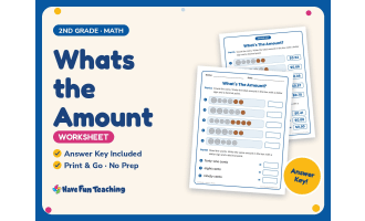 Whats the Amount Worksheet – 2nd Grade Money Practice + Answer Key