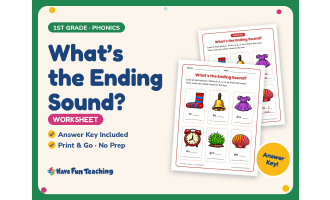 What’s the Ending Sound? Worksheet – 1st Grade Consonants Practice