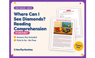 Where Can I See Diamonds? Reading Comprehension Worksheet – 3rd Grade