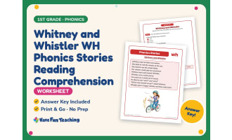 Whitney and Whistler WH Phonics Stories Reading Worksheet – 1st Grade