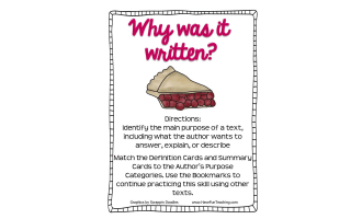 Why Was it Written? Author's Purpose Activity