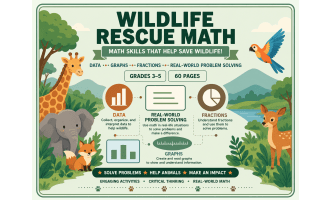 Wildlife Rescue Math | Fractions, Graphing | Grades 3–5 | 60 Pages