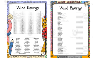 Wind Energy word search & scramble