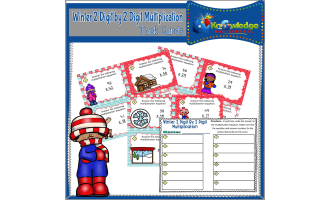 Winter 2 Digit By 2 Digit Multiplication Task Cards With Response Sheet & Answer Key - EBOOK