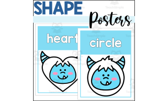 Winter 2D Shape Posters with Yeti