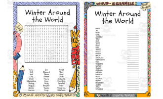 Winter Around the World word search & scramble
