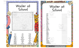 Winter at School word search & scramble