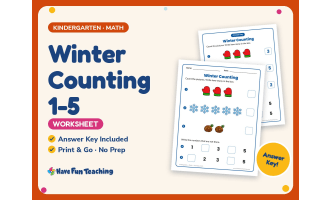 Winter Counting 1-5 Worksheet – Kindergarten Seasons Practice