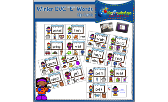 Winter CVC "E" Words Clip Cards - EBOOK
