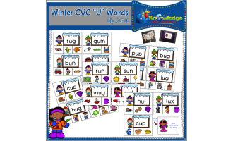 Winter CVC "U" Words Clip Cards - EBOOK