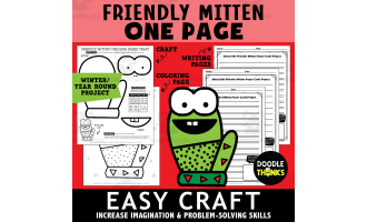 Winter Friendly Mitten Pal One Page Paper Craft Art Activities
