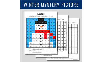 Winter Hundreds Chart, Mystery Picture, 100s Chart Color By Number