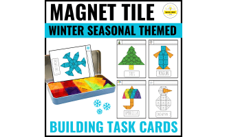 Winter Magnetic Magnet Tile Task Cards Printables Build | Fine Motor