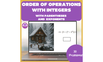 Winter  Order of Operations with Integers Numbers Pixel Art