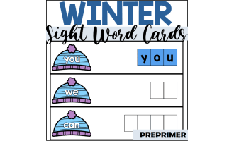 Winter Preprimer Sight Word Spelling Cards