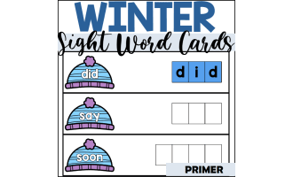 Winter Primer Sight Word Spelling Cards