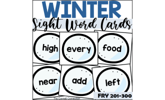 Winter Sight Word Cards for Fry 201-300