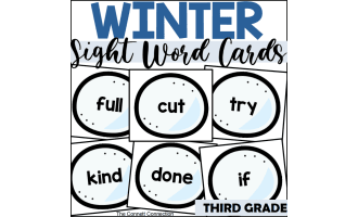 Winter Sight Word Cards for Third Grade