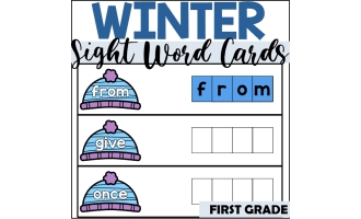 Winter Sight Word Spelling Cards for First Grade