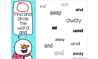 Winter Sight Words, Dolche Pre-Primer