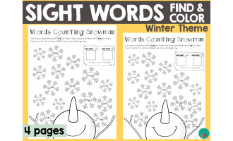 Winter Sight Words Find & Color