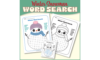 Winter Snowman Word Search - NO PREP