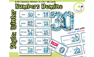 Winter-Themed Numbers Domino Game: Fun Learning for Elementary and ESL