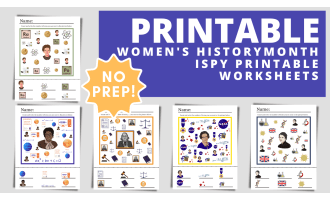 Women's History Month iSpy Printable Counting Worksheets