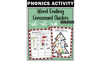 Word Ending Consonant Clusters Activity Packet | -ast, -est, -ash