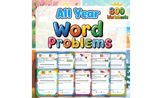 Word Problems Kindergarten All Year BUNDLE | Daily Math Worksheets Kin