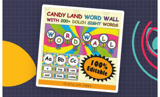 Word Wall Classroom Decoration in Candy Land Theme - 100% Editable