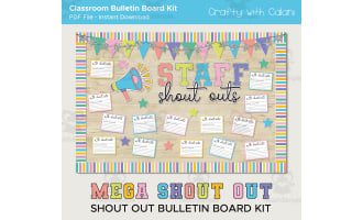 Workplace Staff Shout Out Bulletin Board, Megaphone Staff Appreciation