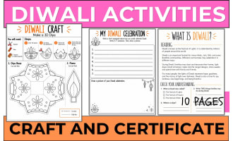 Worksheets for Diwali Activities in Grades 2-3: Reading, Math, Craft