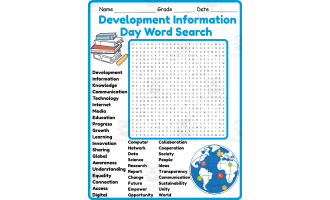 World Development Information Day Word Search 2rd 3th 4th 5th Grade