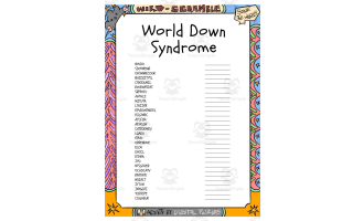 World Down Syndrome word Scramble puzzle worksheet