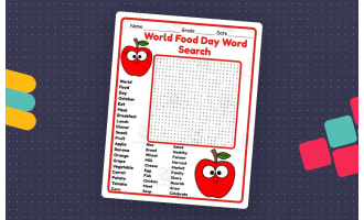 World Food Day Word Search 2rd 3th 4th 5th Grade worksheet activity