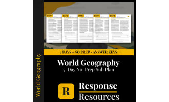 World Geography Emergency Sub Plans - 5 Days No Prep Worksheets