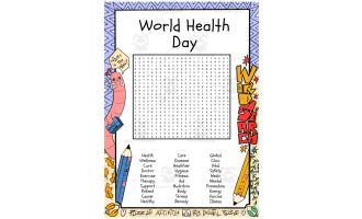 World Health Day word search puzzle worksheet activity