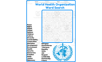 World Health Organization Word Search Puzzle Worksheet Activities