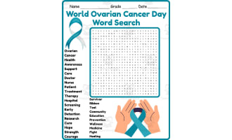 World Ovarian Cancer Day Word Search 2nd 3rd 4th 5th Grade Worksheet