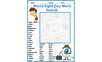 World Sight Day Word Search 2rd 3th 4th 5th Grade worksheet activity
