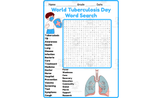 World Tuberculosis Day Word Search 2nd 3rd 4th 5th Grade Worksheet