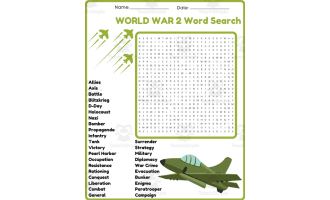 WORLD WAR 2 Word Search Puzzle Worksheet Activity - World History