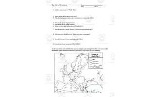 World War I Worksheet