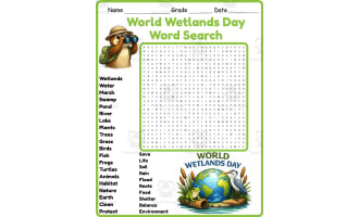 World Wetlands Day Word Search 2rd 3th 4th 5th Grade worksheet